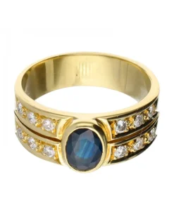18 quilates Oro, Oro amarillo - Anillo - 1.62 ct Zafiro - Diamantes