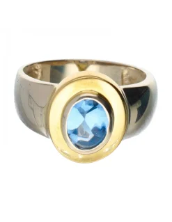 18 quilates Oro, Oro amarillo - Anillo - Aguamarina