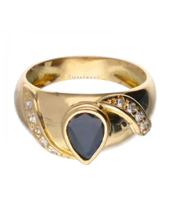 18 quilates Oro, Oro amarillo - Anillo - Zafiro - Diamantes