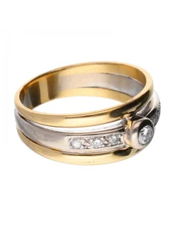18 quilates Oro, Oro amarillo, Oro blanco - Anillo - 0.03 ct Diamante - Diamantes