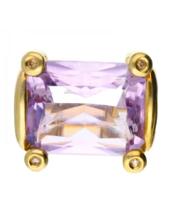 18 quilates Oro, Oro amarillo - Anillo - 15.40 ct Amatista