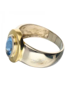 18 quilates Oro, Oro amarillo - Anillo - Aguamarina