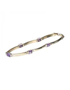 18 quilates Oro, Oro amarillo - Pulsera tobillera Amatista