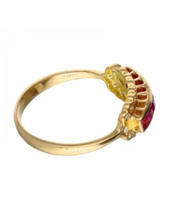 18 quilates Oro, Oro amarillo - Anillo - 0.01 ct Diamante - granates