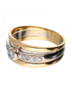 18 quilates Oro, Oro amarillo, Oro blanco - Anillo - 0.03 ct Diamante - Diamantes