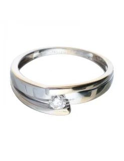 18 quilates Oro, Oro blanco - Anillo - 0.10 ct Diamante