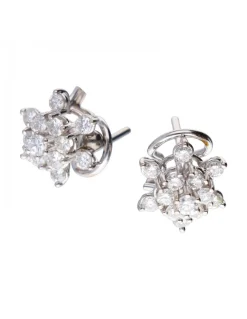 18 quilates Oro, Oro blanco - Pendientes - 0.05 ct Diamante