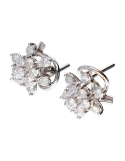 18 quilates Oro, Oro blanco - Pendientes - 0.05 ct Diamante