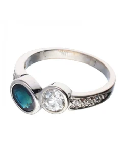 18 quilates Oro, Oro blanco - Anillo - 0.45 ct Diamante - Diamantes, Zafiros