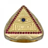 Sello de Oro amarillo con diseño triangular Iluminati, Ojo con Zafiro y Triangulo de Rubíes