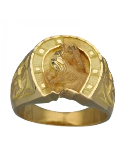 Sello de Oro amarillo con diseño de cabeza de Caballo y Herradura