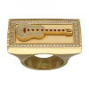 Sello de Oro amarillo con diseño rectangular, Guitarra, Rubíes y Circonitas