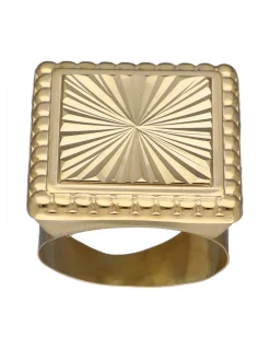 Sello de Oro amarillo con diseño cuadrado y repujado radial