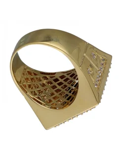 Sello de Oro amarillo con diseño cuadrado, Ónix, cara de Medusa y triangulo de Circones