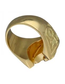 Sello de Oro amarillo con diseño de cabeza de Caballo, Herradura, Circonita y Rubies