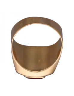 Sello de Oro amarillo con diseño Cuadrado y Rubí