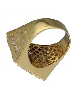 Sello de Oro amarillo con diseño cuadrado, Ónix, cara de Medusa y triangulo de Circones