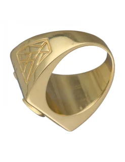 Sello de Oro amarillo con diseño cuadrado, signo de Euro y Circonitas