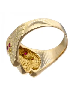 Sello de Oro amarillo 18K con diseño de Esfinge y Piedras Sintéticas