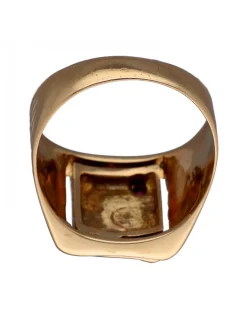 Sello de Oro amarillo y blanco con diseño cuadrado y Rubí