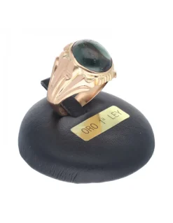 Sello de oro rosado 18K con diseño y piedra sintética
