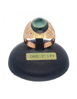 Sello de oro rosado 18K con diseño y piedra sintética