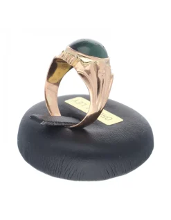Sello de oro rosado 18K con diseño y piedra sintética